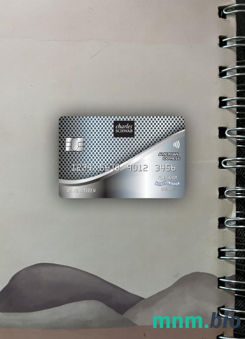 USA Charles Schwab & Co bank american express credit card wygląd fotograficzny skan PSD + zdjęcie